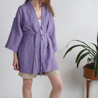 Peignoir kimono court en lin KOSI
