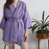 Peignoir kimono court en lin KOSI