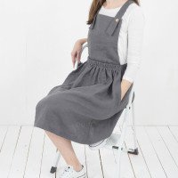 Robe salopette midi en lin à dos croisé LOMAMI