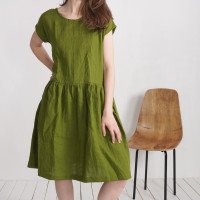 Robe midi en lin à taille froncée YUKON