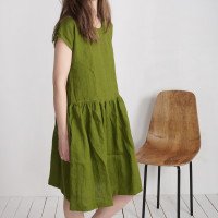 Robe midi en lin à taille froncée YUKON