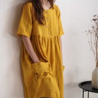 Robe bohème de grossesse en lin à taille empire NARMADA