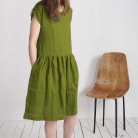Robe midi en lin à taille froncée YUKON