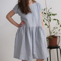 Robe midi en lin à taille froncée YUKON