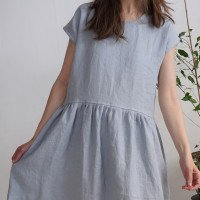 Robe midi en lin à taille froncée YUKON
