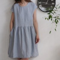 Robe midi en lin à taille froncée YUKON