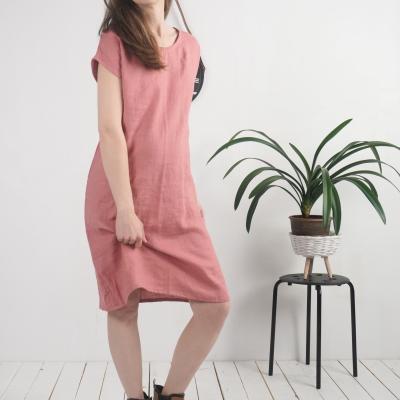 Robe midi en lin à manches courtes SEINE