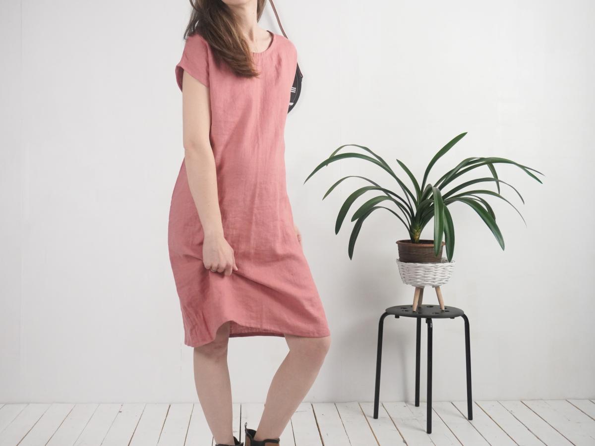Robe midi en lin à manches courtes SEINE