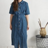 Robe chemise longue en lin à fentes HELMAND
