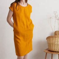 Robe midi en lin à manches courtes SEINE