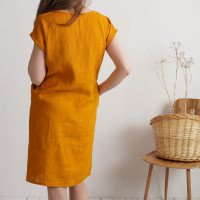 Robe midi en lin à manches courtes SEINE