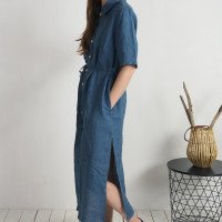 Robe chemise longue en lin à fentes HELMAND