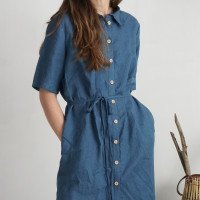 Robe chemise longue en lin à fentes HELMAND