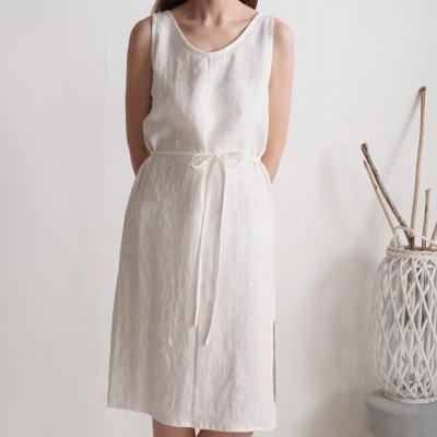 Robe de mariée en lin sans manches à fentes MEKONG