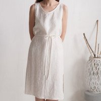 Robe de mariée en lin sans manches à fentes MEKONG
