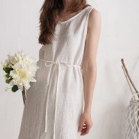 Robe de mariée en lin sans manches à fentes MEKONG