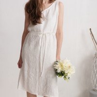Robe de mariée en lin sans manches à fentes MEKONG
