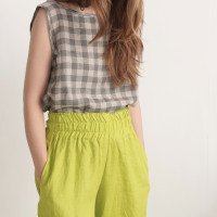 Pantalon large en lin à taille haute COOPER