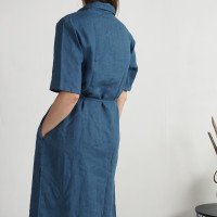 Robe chemise longue en lin à fentes HELMAND