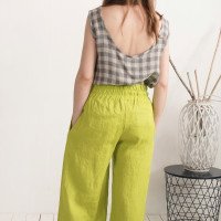Pantalon large en lin à taille haute COOPER