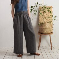 Pantalon large en lin à taille haute COOPER