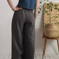 Pantalon large en lin à taille haute COOPER