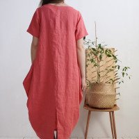 Robe boule ample en lin à col V BELAYA