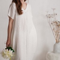 Robe boule ample en lin à col V BELAYA