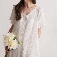 Robe boule ample en lin à col V BELAYA