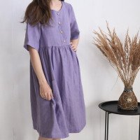 Robe bohème en lin à taille empire NARMADA