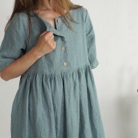 Robe midi ample d’allaitement en lin boutonnée OTTAWA