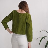 Blouse courte en lin à manches longues GODAVARI