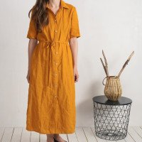 Robe chemise longue en lin à fentes HELMAND