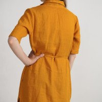 Robe chemise longue en lin à fentes HELMAND