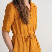 Robe chemise longue en lin à fentes HELMAND