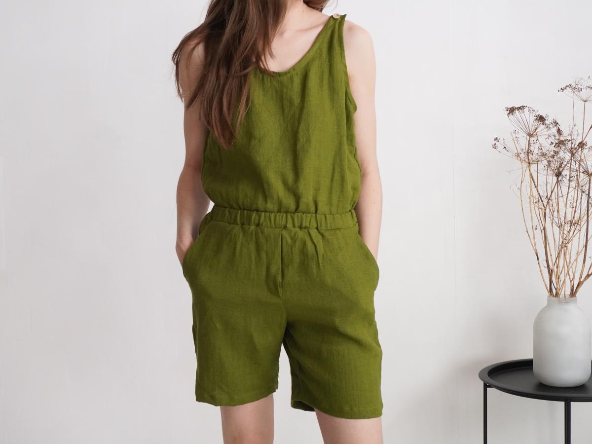 Combishort en lin sans manches HUANG