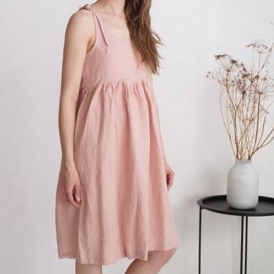 Robe en lin à bretelles et taille empire ARAGUAIA
