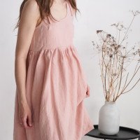 Robe en lin à bretelles et taille empire ARAGUAIA
