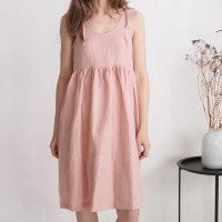 Robe en lin à bretelles et taille empire ARAGUAIA