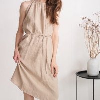 Robe en lin à encolure américaine JIANG