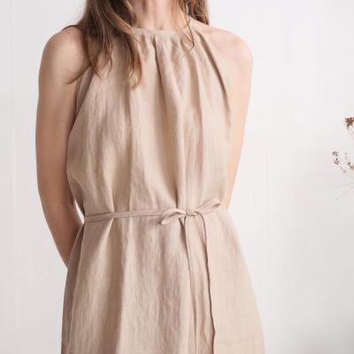 Robe en lin à encolure américaine JIANG