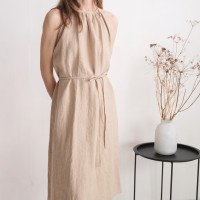 Robe en lin à encolure américaine JIANG