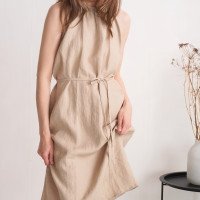 Robe en lin à encolure américaine JIANG