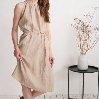 Robe en lin à encolure américaine JIANG