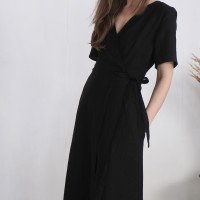 Robe longue portefeuille en lin GUAPORE