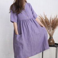 Robe bohème en lin à taille empire NARMADA