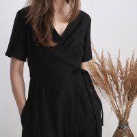 Robe longue portefeuille en lin GUAPORE