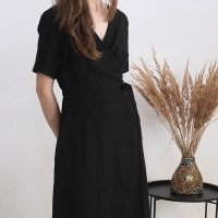 Robe longue portefeuille en lin GUAPORE