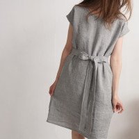 Robe midi en lin à ceinture SENEGAL