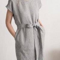 Robe midi en lin à ceinture SENEGAL